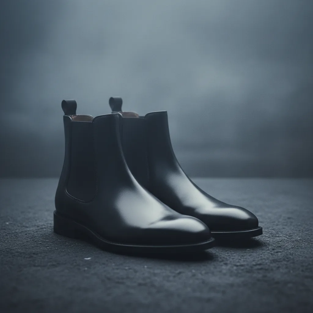 Bottines chelsea homme en cuir noir sur fond neutre