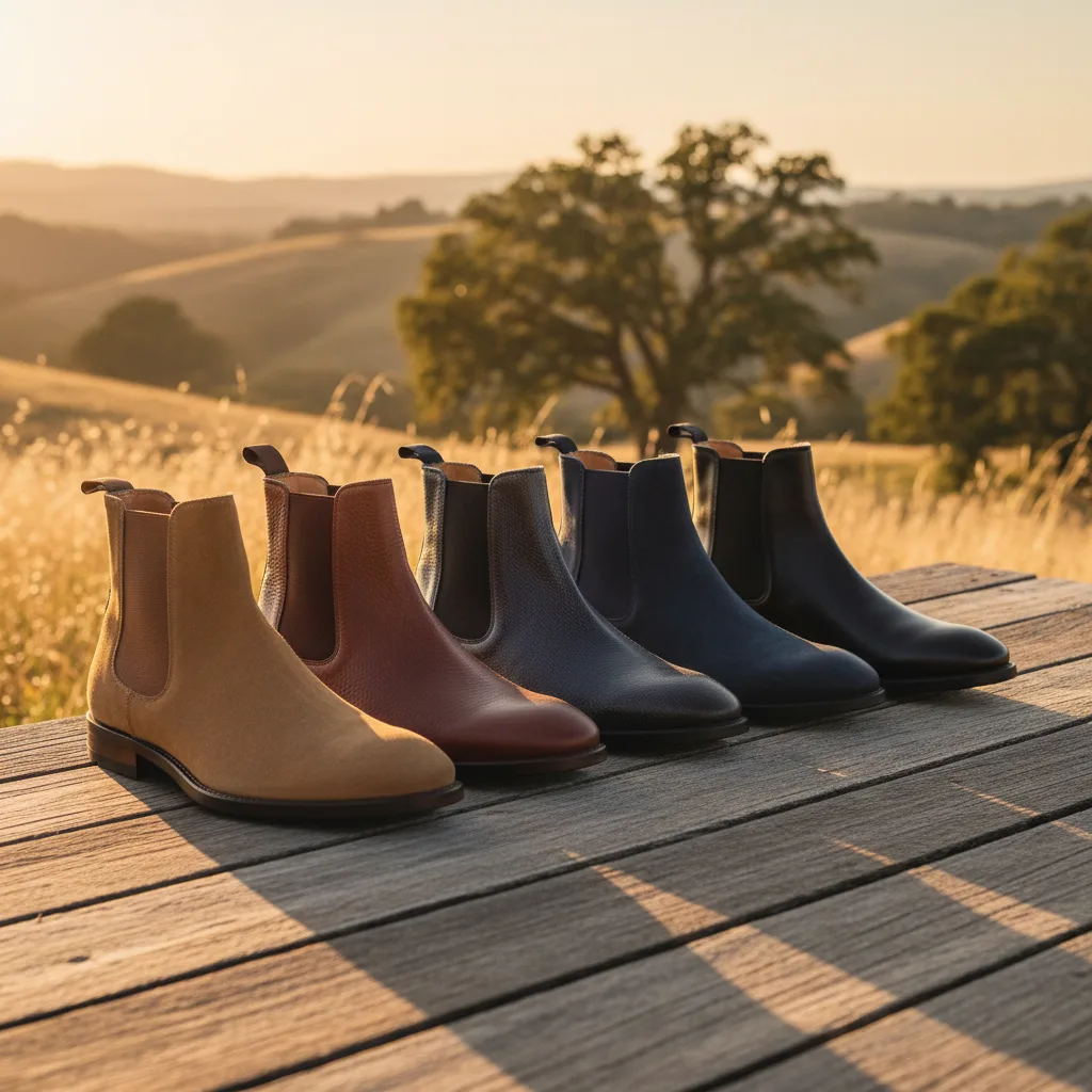Illustration des styles de bottines homme : chelsea, chukka, desert boots
